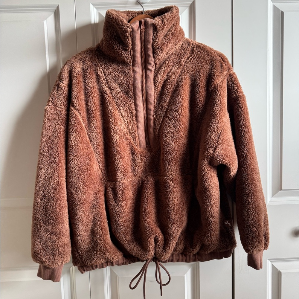 JoyLab Chestnut Teddy Quarter-Zip Pullover Jacket